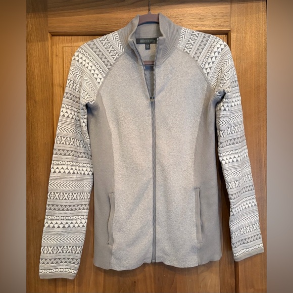 EUC TITLE NINE Full Zip Mid Weight Cotton/Wool Nordic Sweater Size M Gray/White - Picture 3 of 14
